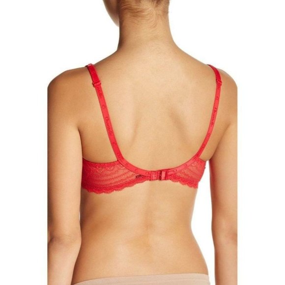 Chantelle Merci Bra Underwire Push-up Lace Red 32C #1742 NEW - Picture 2 of 2